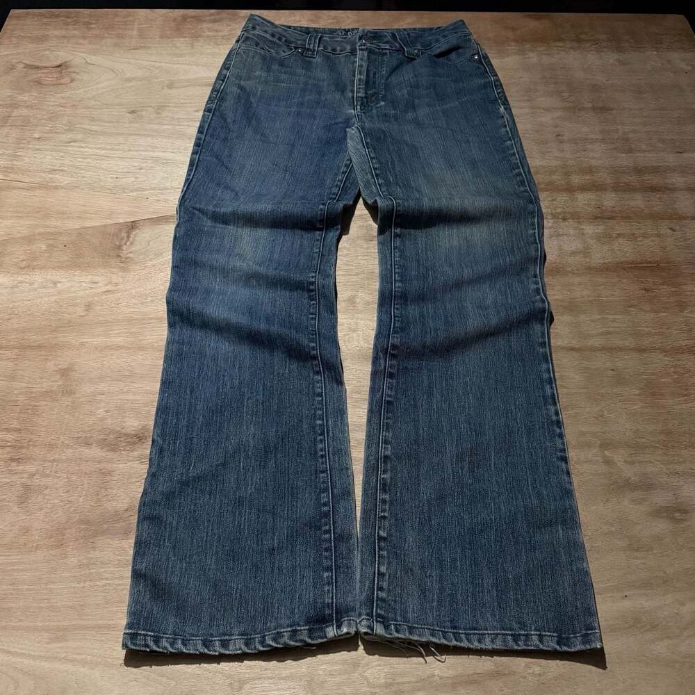 Y2K Dream Denim Leah Bootcut Jeans Women’s Size 8 Low Rise Flare Distressed Hem